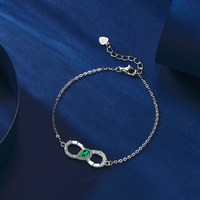 Vente en gros personnalisé S925 Sterling Silver Eternal Heart Infinity Huit Bracelet pour femme Bracelet de luxe en zircone