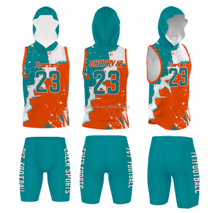 カスタムデザインのノースリーブフーディーフラッグフットボールジャージ＆ユニフォーム、通気性のための100％ポリエステルメッシュサイドパネル付き - Product Image 2