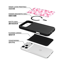 Coque de téléphone AG Feeling Black Edge avec motif nœud cerise doré pour iPhone 17, 17 Pro Max, 16 Pro, 15 – Coque magnétique