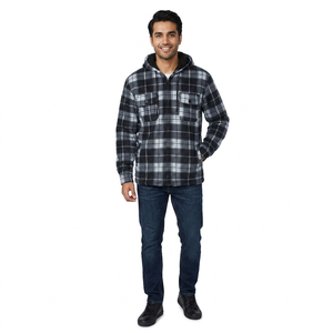 Veste d'hiver en flanelle pour homme de qualité supérieure, personnalisable, faible MOQ, dernier design, étiquette tissée, tissu lavé, à capuche, respirante et légère - Product Image 1
