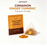 JAYHOO Thé aux herbes Cannelle Gingembre Curcuma Sachets de thé pyramidaux Saveur naturelle pure de la épice Boisson quotidienne aux herbes 30 sachets