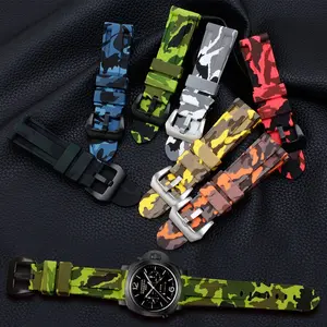 TPU Horlogebandje Vervanging Quick Release Camouflage Rubber Horlogeband 20Mm 22Mm 24Mm 26Mm Sport Siliconen Horlogeband Armband