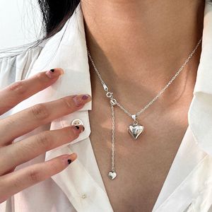 Collier en argent sterling S925 avec pendentif en forme de cœur, chaîne pour pull, bijou pour femme, accessoire de mode en argent 925 - Product Image 1