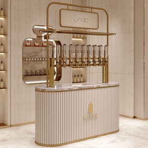 Custom Detachable Perfume Display Cabinet Mobile Perfume Bar <strong>Glass</strong> LED Showcase <strong>Shelving</strong> for Fragrance Store Kiosk Design - Product Image 4