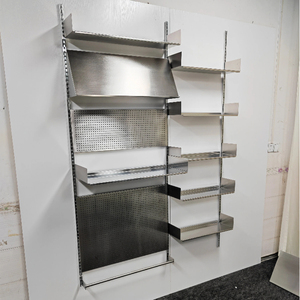 Unidades de Prateleiras de Armazenamento em Aço Inoxidável Escovado, <span class=keywords><strong>Rack</strong></span> Metálico Modular <span class=keywords><strong>DIY</strong></span> Montado na Parede para Decoração de Casa - Product Image 5