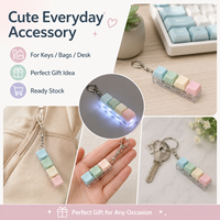 Custom Logo LED Light Keyboard Switch Keychain 4 Keys 9 Keys Macaron Plastic Keycap Pendant Stress Relief Toy Keycap Keychain