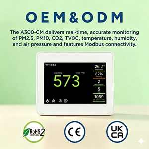 كاشف غاز ثاني أكسيد الكربون NDIR CO2 عالي الدقة بـ 8 معايير، يدعم AC24V RS485 Modbus BACnet MQTT 2.4/5G WiFi، لقياس PM2.5 PM1.0 PM10 <span class=keywords><strong>VOC</strong></span> - Product Image 1