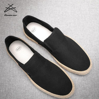 Espadrilles en toile pour hommes de haute qualité, chaussures décontractées en paille à enfiler, mocassins en toile pour hommes, chaussures en caoutchouc, baskets