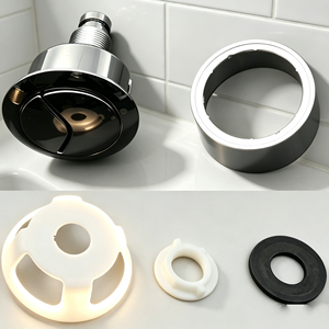 Bouton poussoir double chasse 38 mm pour réservoirs WC à câblage dissimulé, noir mat, design moderne, taille du trou pour toilettes d'hôtel - Product Image 3