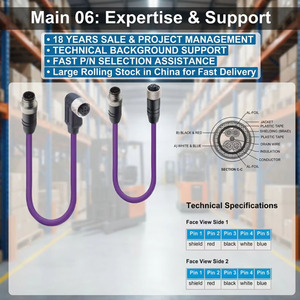 Lumberg Automation CANopen DeviceNet M12 koperen kern IP67 1m kabelset Violet PVC Hybride data- en voedingsaansluiting afgeschermd IEC 61076-2-101 - Product Image 6