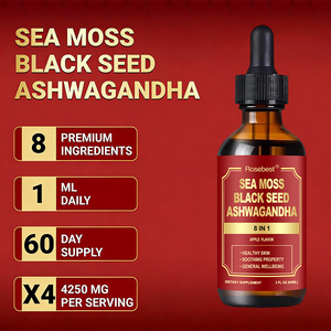 OEMプライベートラベル ヴィーガンオーガニック 8 in 1 アイルランド産シーモス、ブラックシード、アシュワガンダハーブエキス配合 液体ドロップサプリメント - Product Image 3