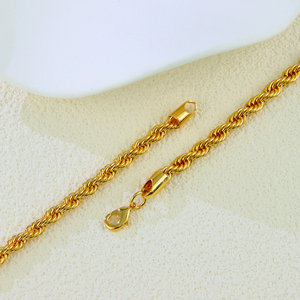 Luxury Dubai Gold Plated Twist <b>Rope</b> <b>Chain</b> 45cm 60cm 21k Gold Color Fashion <b>Chain</b> Necklace for Women Daily Wear - Product Image 3