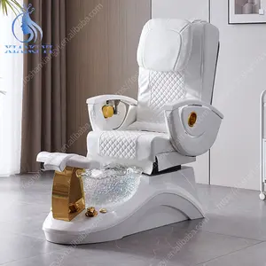 Luxury Salon White Beauty Nail Foot Spa Chair With Bowl Pedicure Massage Chairs