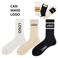 Chaussettes de sport personnalisées avec logo, votre propre marque, en bambou et coton, blanches et noires, pour le basketball, l'exercice et la course à pied
