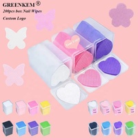 200 pièces rose coeur ongles coton tampon carré papillon fleur non pelucheux ongles coton lingettes étiquette privée boîte vernis à ongles enlever lingettes