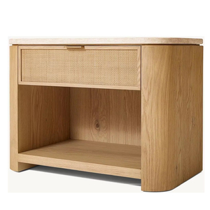 Buffet rétro en bois massif, petit salon, armoire de rangement en rotin simple, armoire de rangement domestique, table de chevet de chambre à coucher - Product Image 4