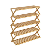 Étagère à chaussures pliable en bambou sans assemblage, présentoir à plantes pliable, organisateur de chaussures à 5 niveaux, range-chaussures en bambou