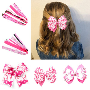Noeuds de soutien pour la sensibilisation au cancer du sein pour filles, nœuds de cheveux en ruban rose anticancer, accessoires pour cheveux d'enfants pour la Journée internationale contre le SIDA - Product Image 1