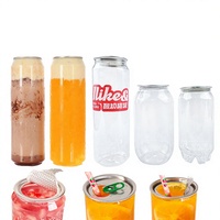 Bouteille ronde en plastique PET transparent pour boissons gazeuses, avec couvercle facile à ouvrir, 250 ml, 330 ml, 500 ml, 650 ml, 720 ml, emballage personnalisé