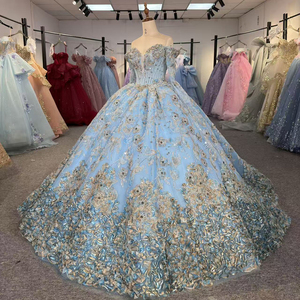 Robe de bal élégante bleue Dy6974 Sweetheart, broderie et perles, style Mexique, Jancember - Product Image 6