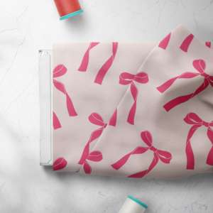 Tissu en coton <span class=keywords><strong>Liberty</strong></span> personnalisé des années 80 imprimé numériquement 100% coton avec motif de rubans à nœuds roses pour vêtements-Utilisation Robes Chemises Sacs - Product Image 6