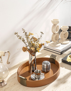 Vassoio Organizer Decorativo in Finta Pelle Argento Ovale di Lusso Personalizzato all'Ingrosso, Stampato/Lucidato, <span class=keywords><strong>per</strong></span> Casa e Hotel DASEN - Product Image 3