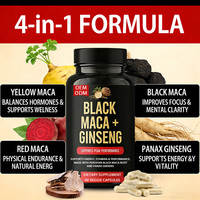 Capsules de Maca Noire et de Ginseng Véganes OEM ODM Marque Privée Complément Herbal pour la Santé, l'Énergie et le Soutien Immunitaire des Adultes