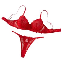 Lingerie Seksi Merah Pure Desire Tipis Transparan Wanita Jaring Bordir Nuisette Lingerie Seksi