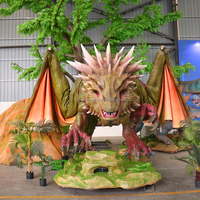 Sculpture géante de simulation dynamique mobile Dragon vert d'Europe pour parc à thème animatronique