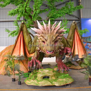 Sculpture géante de simulation dynamique mobile Dragon <span class=keywords><strong>vert</strong></span> d'Europe pour <span class=keywords><strong>parc</strong></span> à thème animatronique - Product Image 4