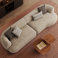 Ensemble de canapés en tissu en forme de L de style Wabi Sabi, canapé sectionnel moderne minimaliste style Dune, design multifonctionnel haute densité