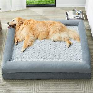 Cama ortopédica impermeable Reversible de lujo para perros, forma rectangular con cubierta lavable extraíble, camas para mascotas de cartón para perros grandes - Product Image 1