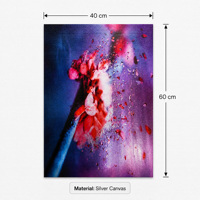 Impression Giclée sur Toile Argentée 40x60cm, Affiche Murale Moderne Abstraite Florale Rose Éclatante pour Décoration Maison et Bureau