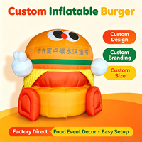 Modèle de mascotte de burger gonflable personnalisé géant pour la publicité en extérieur, la promotion d'événements, la décoration de fêtes et l'affichage