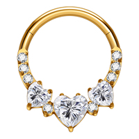 Anneaux de nez en titane G23, clous, anneaux de septum, 16G, forme de cœur, bijoux de piercing corporel pour femmes, segment articulé, clicker avec zircon