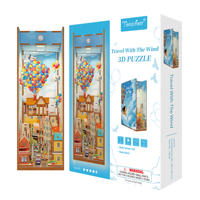 Tonecheer Trade Only Travel with the Wind Assemble Toys Bookend 3D Puzzles Eco-friendly Book Nook LED Light DIY DollHouse Kit