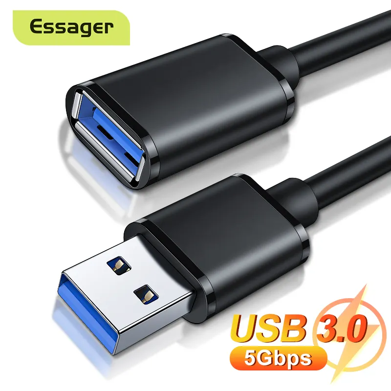 Essager USB uzatma kablosu USB 3.0 2.0 erkek kadın genişletici kablosu akıllı TV PS4 Xbox bir dizüstü bilgisayar USB3.0 Extensor veri kablo
