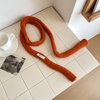 Écharpe carrée en tricot fin 100 % laine, couleur unie, style coréen, design de niche, tendance, de haute qualité, décorative pour femme
