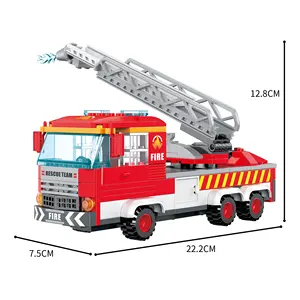 新抵达COGO 3086积木3合1 Alift喷气消防车砖头男孩工程车建筑玩具