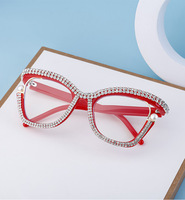 À la mode surdimensionné ovale lunettes diamant optique lunettes en forme de hibou cadre femmes luxe strass oeil de chat lunettes cadres pour hommes
