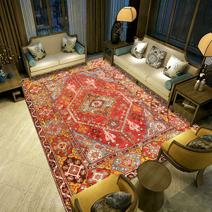 Alfombra de Terciopelo Estilo Persa Meng Yujia, Rectangular, Antideslizante, para Sala de Estar, Dormitorio, Estudio - Product Image 1
