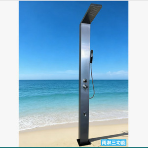 Columna de Ducha Exterior de Acero Inoxidable con Rociador Superior y Doble Control, para Piscina y Playa, Serie Water Droplet Sanitary Ware - Product Image 4