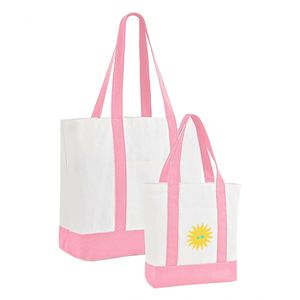 Custom Cotton Canvas Tote Bag, Eco Friendly Cotton Canvas Tote Bag for Shopping, Multicolor Handle Handbag - Product Image 5