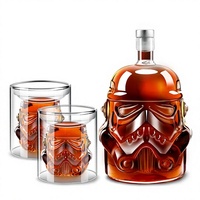 Ensemble de carafe à whisky avec 2 verres en verre robuste, capacité de 750 ml - Marque TX pour le scotch, le bourbon, la vodka - Cadeau pour la fête des patrons - Cadeau pour papa