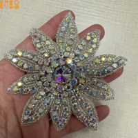 Applique adhésive en strass tournesol de 9 cm pour accessoires capillaires à coudre à la main, patch décoratif en strass pour vêtements, chaussures, sacs, DIY