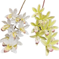 9-Head Artificielle Oriental Cymbidium Orchid Fleur Papillon Phalaenopsis Branche pour la Fête des Mères Noël