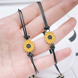 Braccialetti di girasole fatti a mano con cordino di cotone <span class=keywords><strong>e</strong></span> corda nera con stile religioso braccialetti avvolgenti con nappe per regali di auguri di <span class=keywords><strong>amicizia</strong></span> - Product Image 2