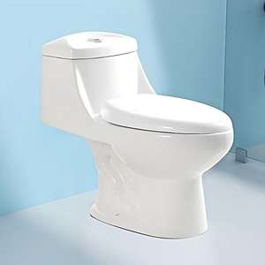 Inodoro de Cerámica Moderno Blanco Económico de Una Pieza con Doble Descarga y Sifón en Forma de S con Asiento de Cierre Suave - Product Image 5