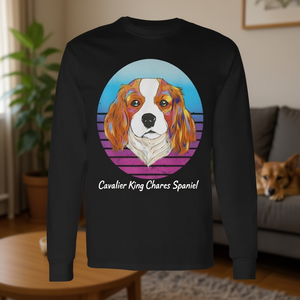 T-shirt à manches longues Cavalier King Charles Spaniel, design aquarelle, style mignon pour maman de chien - Product Image 3