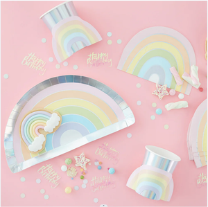 Platos de Fiesta Desechables DAMAI Rainbow, Juego de Platos de Papel Desechables con Impresión Personalizada, Juegos de Platos para Cumpleaños - Product Image 1